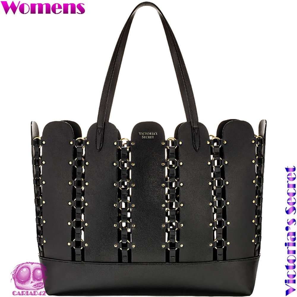 Victoria's Secret Black Leather Tote Bag NWT
